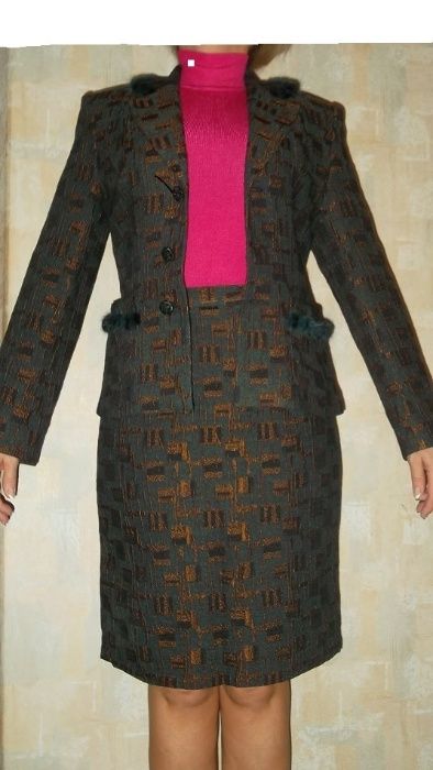 Женский костюм с норкой - пиджак, юбка - р-р 46