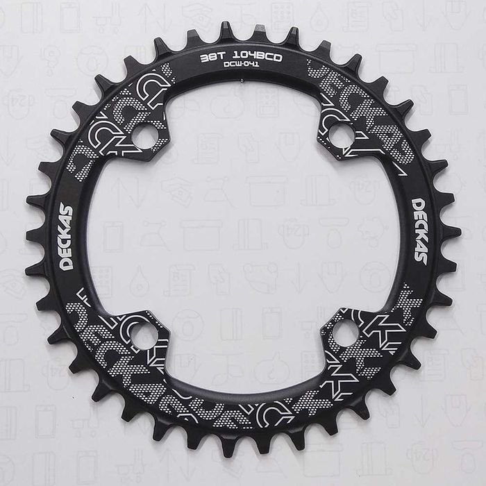 DECKAS 104BCD zębatka narrow wide 32T 34T 36T 38T czarna okrągła