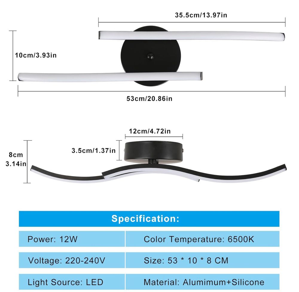 Nowoczesna lampa sufitowa LED, 12 W 1300 LM