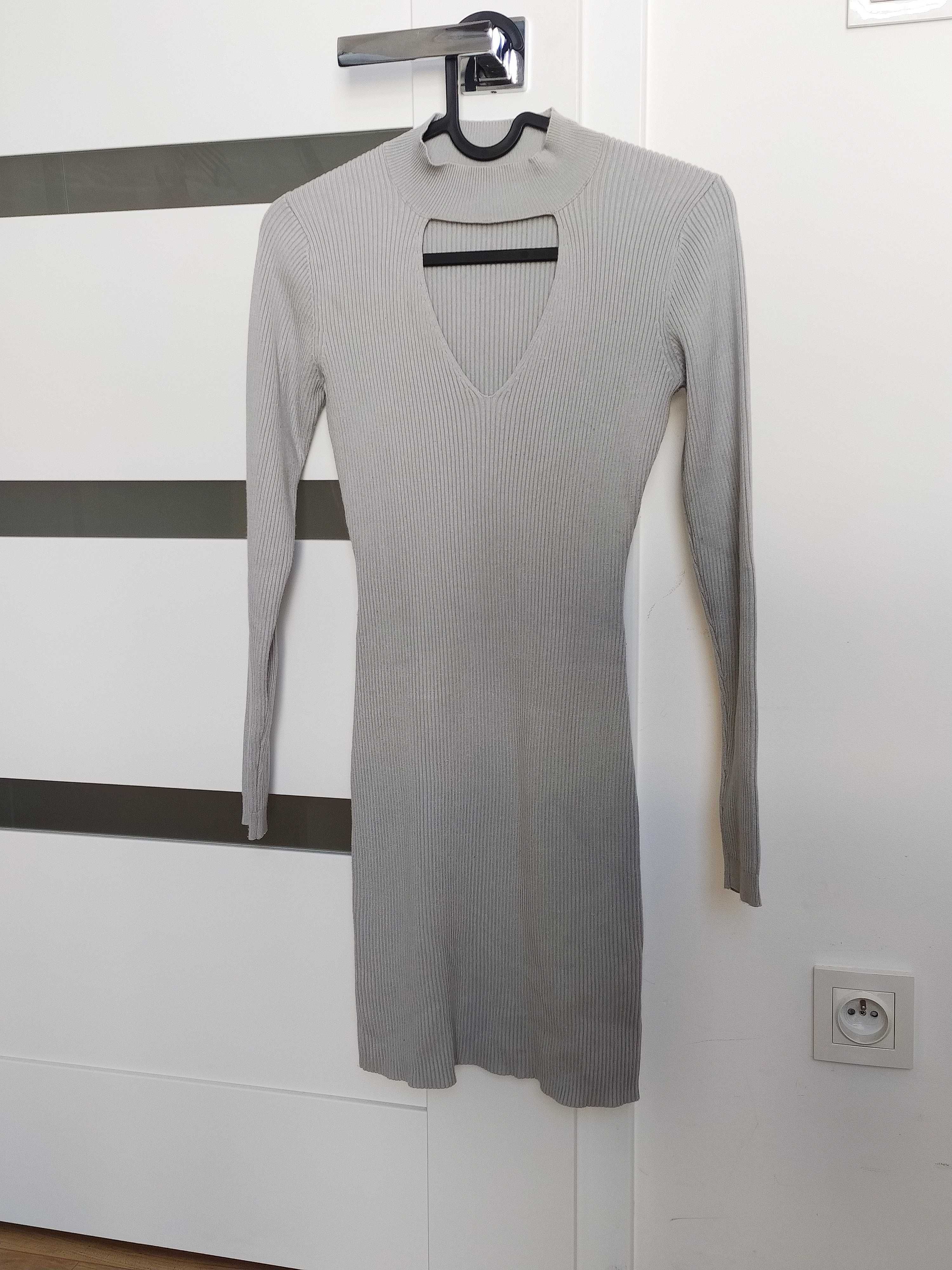 Sweterkowa sukienka Missguided s szara mini