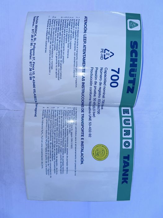 Depósito 700 litros SCHUTZ