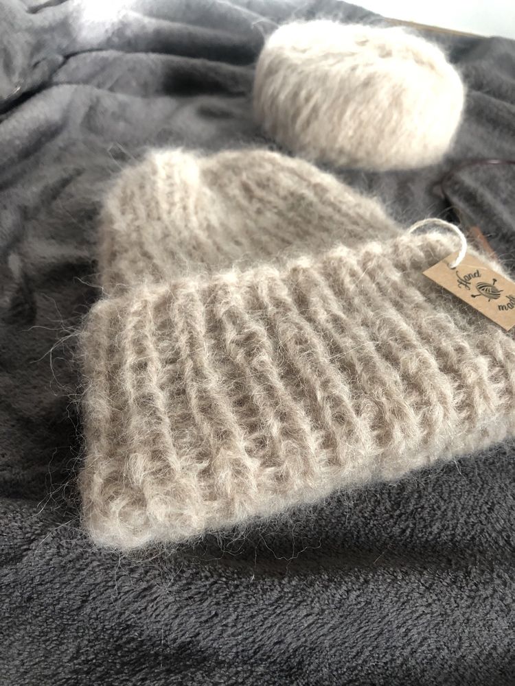 Czapka na drutach handmade alpaka welna Dostepna!