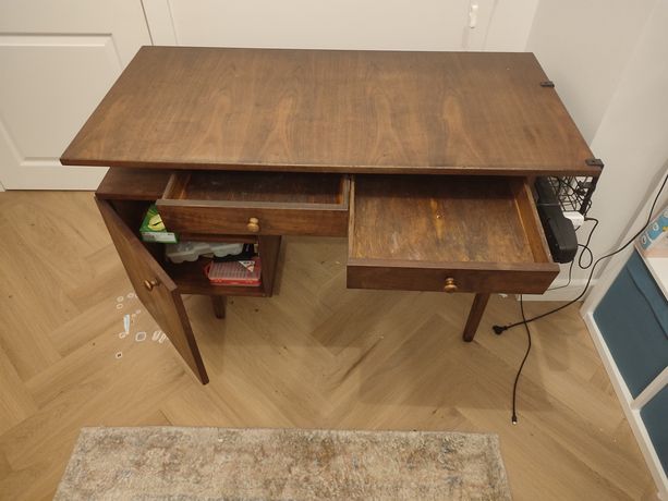 Biurko drewniane retro vintage klasyczne 120x60