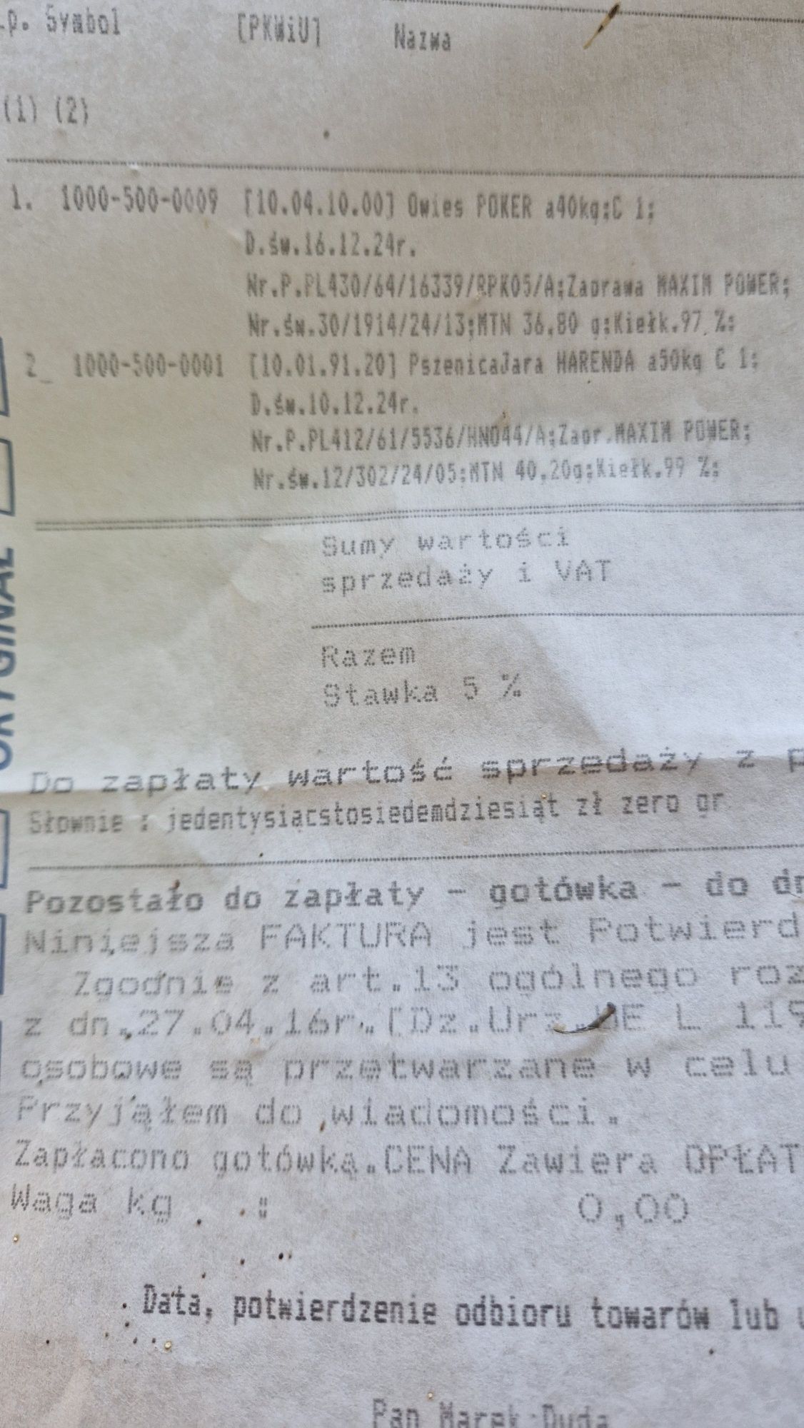 Sprzedam owies poker