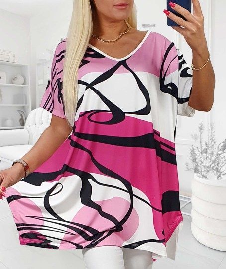 Bluzka, tunika plus size, dekolt, 50/52/54/56