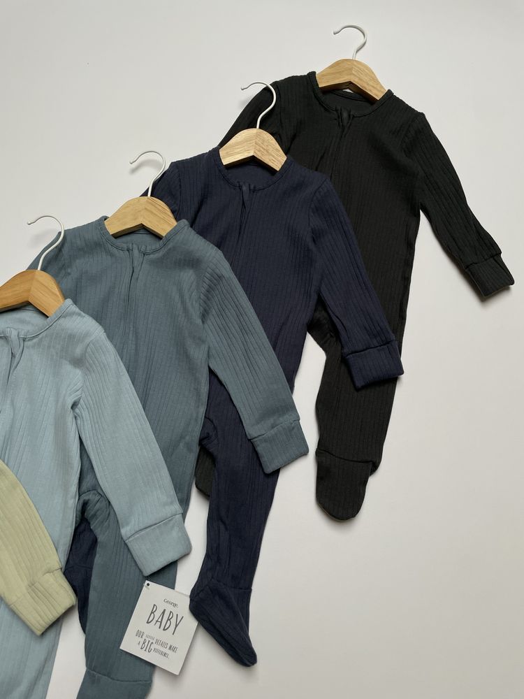 62 68 George 5pak pajac pajacyk prążek bawełna prążkowana zestaw zip