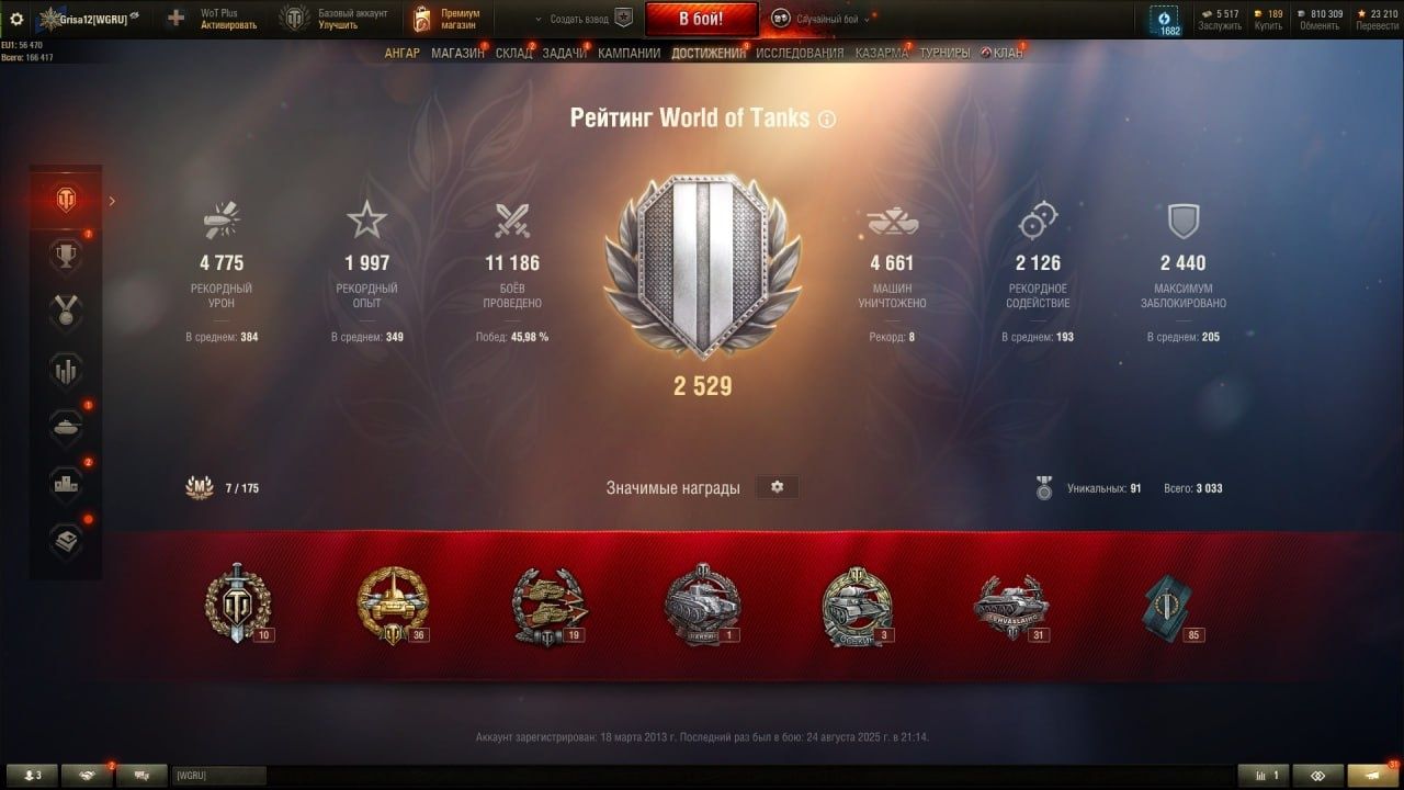 Аккаунт world of tanks EU