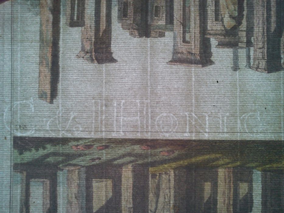 Miedzioryt z początku XIX w. ruiny pałacu Dariusza w Persepolis