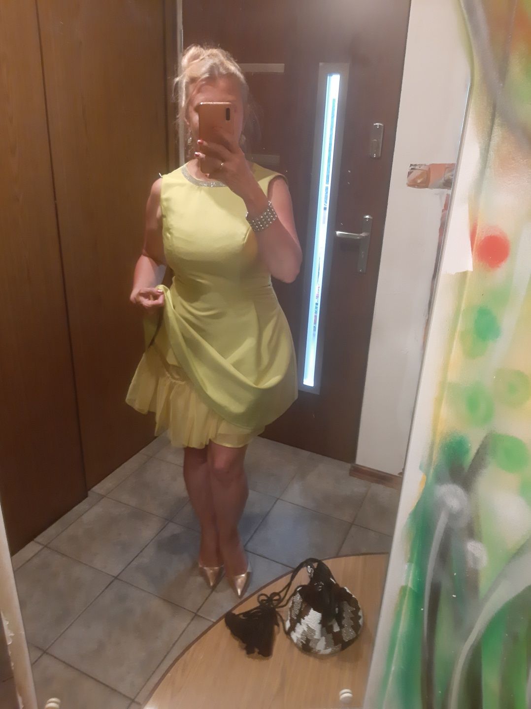 Zielony groszek-Wizytowa sukienka na tiulowej halce, ORSAY, rozm.34