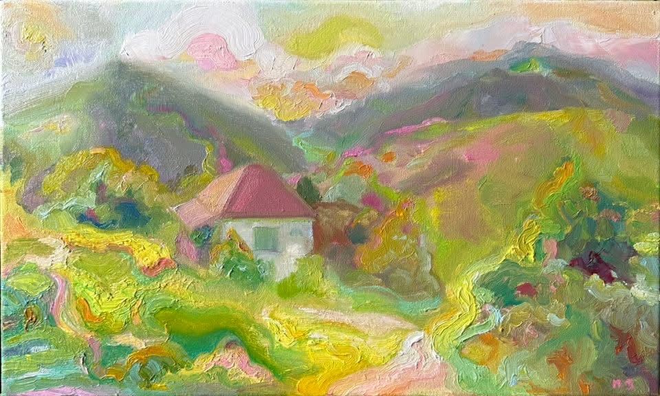 Авторська картина "Спокійна радість", Карпати, природа. Олія. 50x30