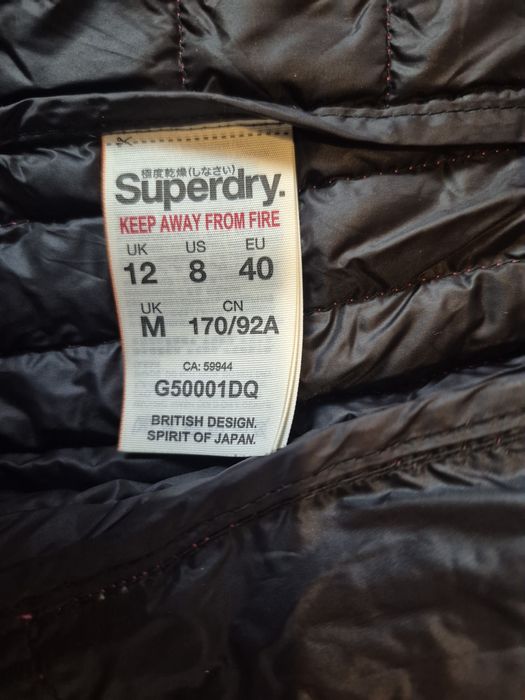 M 38 Superdry lekka kurtka 90% puch 10% pierze fuksja