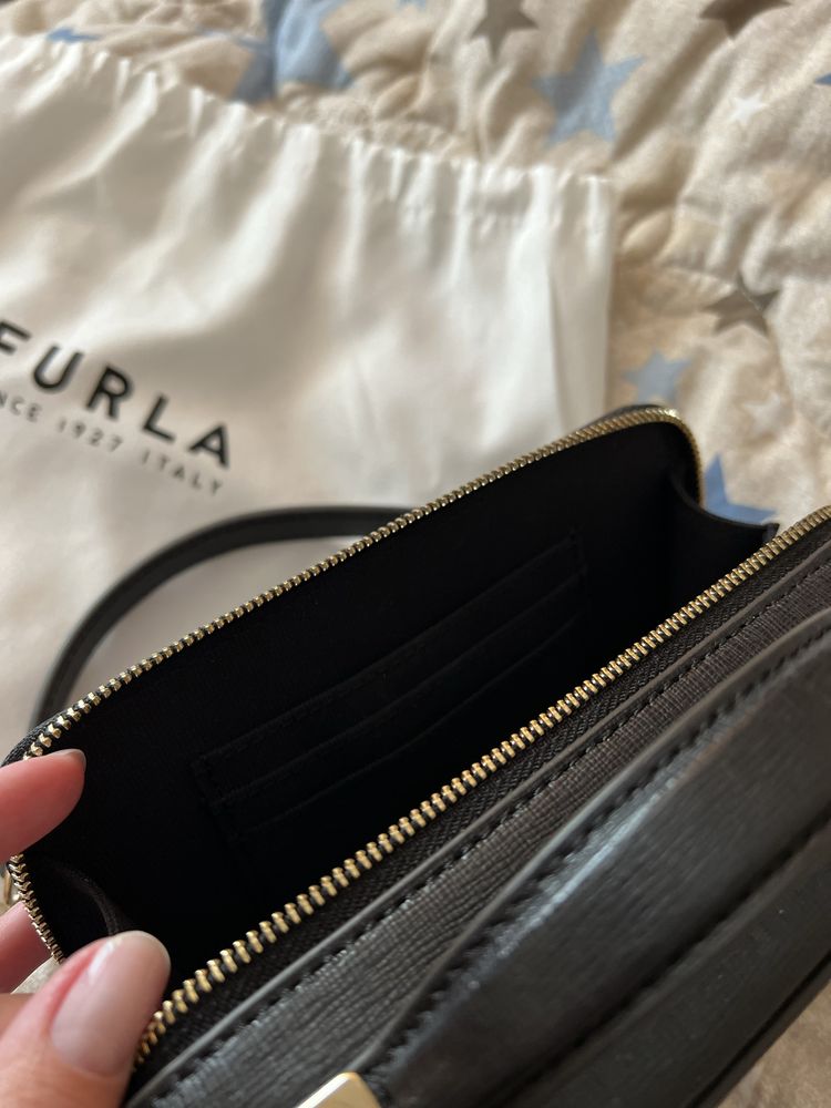 Сумка furla original шкіряна сумочка чорна сумка черная crossbody