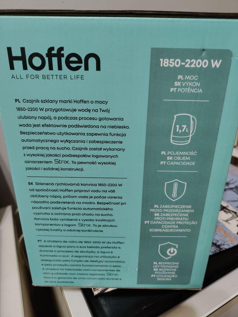 Bezprzewodowy czajnik Hoffen 2200 W, 1,7 l