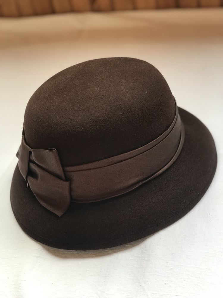 Фетровий капелюх коричневий / шляпа клош