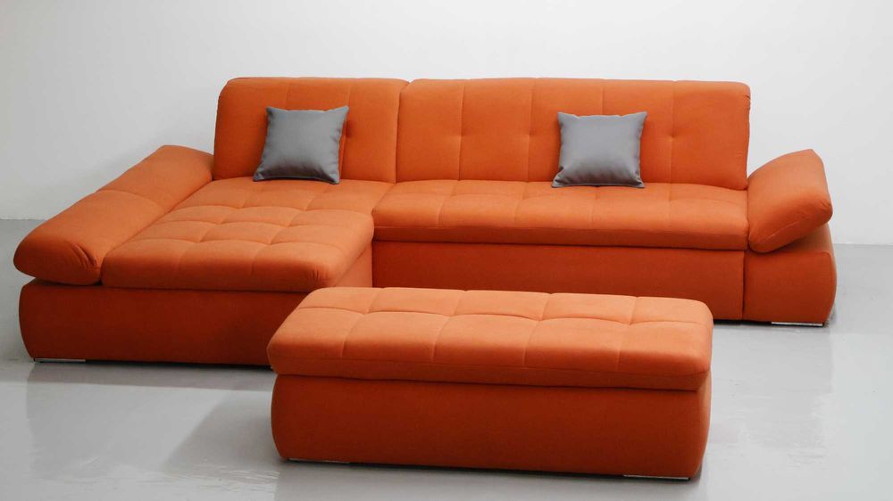 TKC Narożnik z funkcją spania PUFA pomarańczowy rozkładana rogówka sof