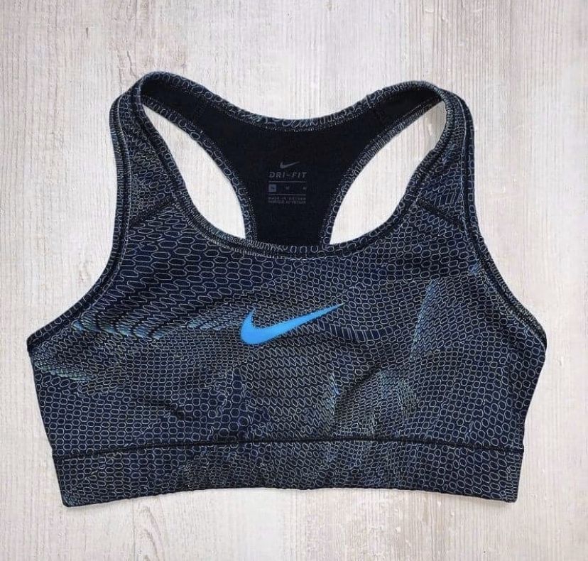 Stanik sportowy Nike M j nowy biustonosz dri fit wzór czarny zielony