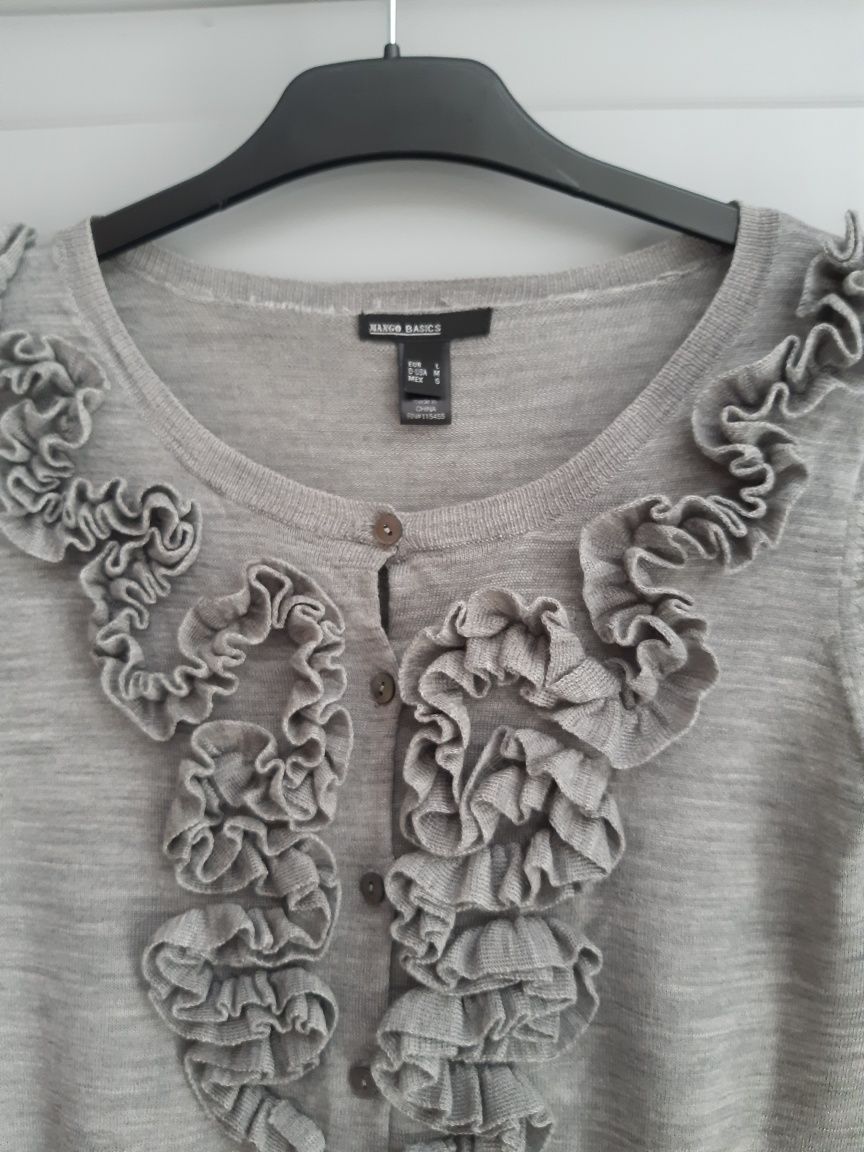 Mango piękny sweter wełenka ultralight + żabot elegant r L i 40 - 42