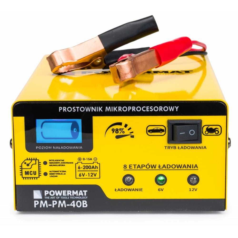 Prostownik Mikroprocesorowy Akumulatorowy POWERMAT 6/12v Pm-Pm-40b