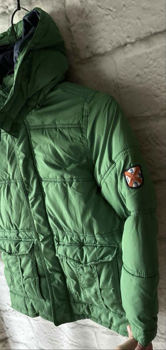 Zielona zimowa kurtka H&M 7-8 lat 122-128cm