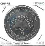 Chipre - - - 1 Libra - 2007 - - - Tratado de Roma - - - Moeda Proof