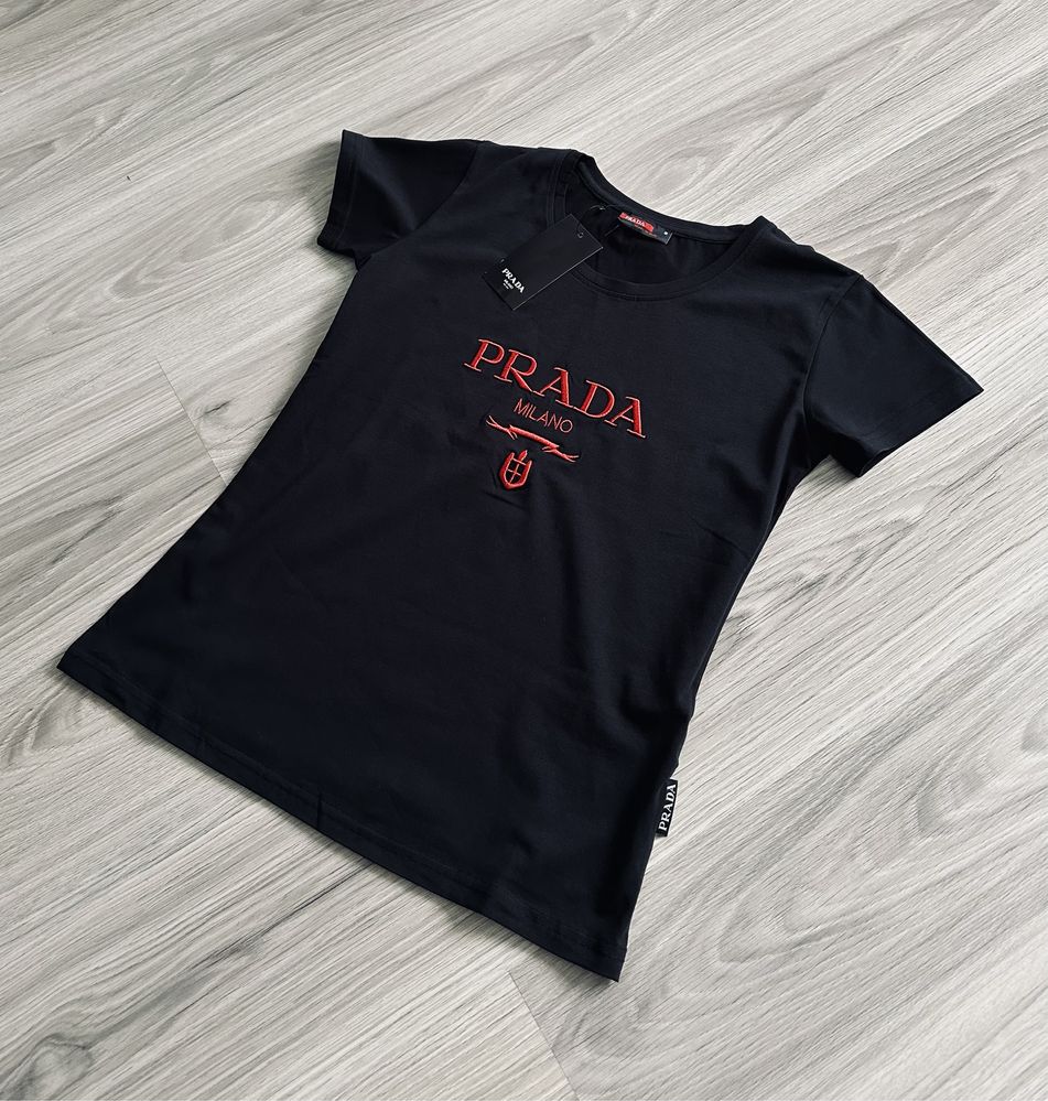 T-shirt damski czarny PRADA MILANO rozmiar S