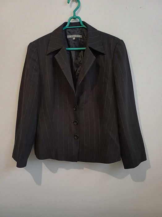 Marynarka, żakiet czarny w paski z wełną r. L/XL