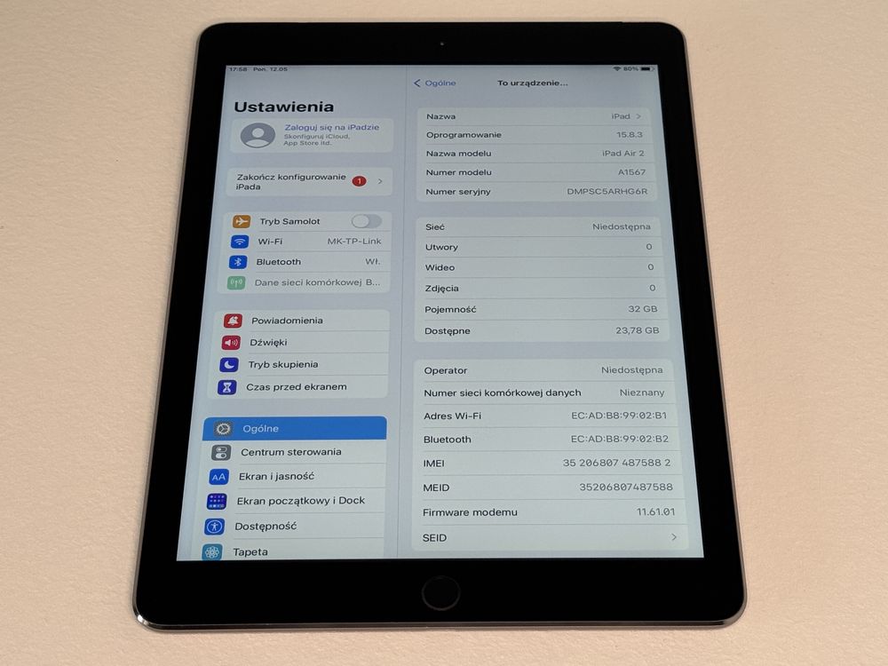iPad Air 2 (A1567) 32GB - Cellular (LTE) - faktura VAT 23%