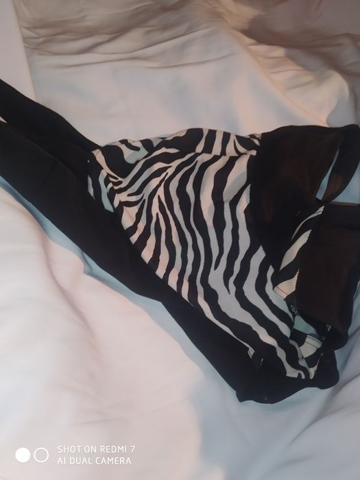 Женский большой купальник зебра цельный на всё тело чёрный слитный