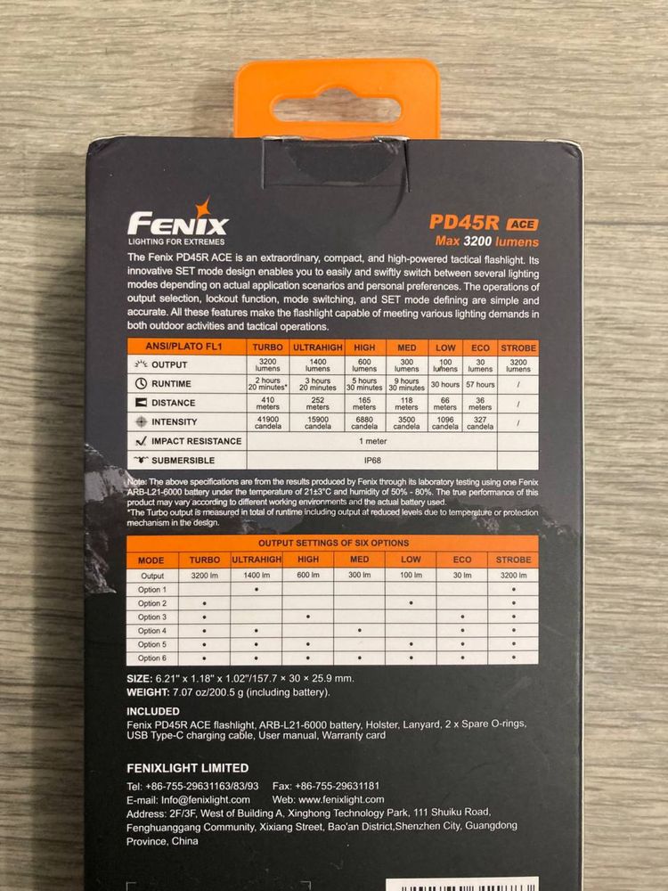Тактичний ліхтар Fenix PD45R ACE з акумулятором