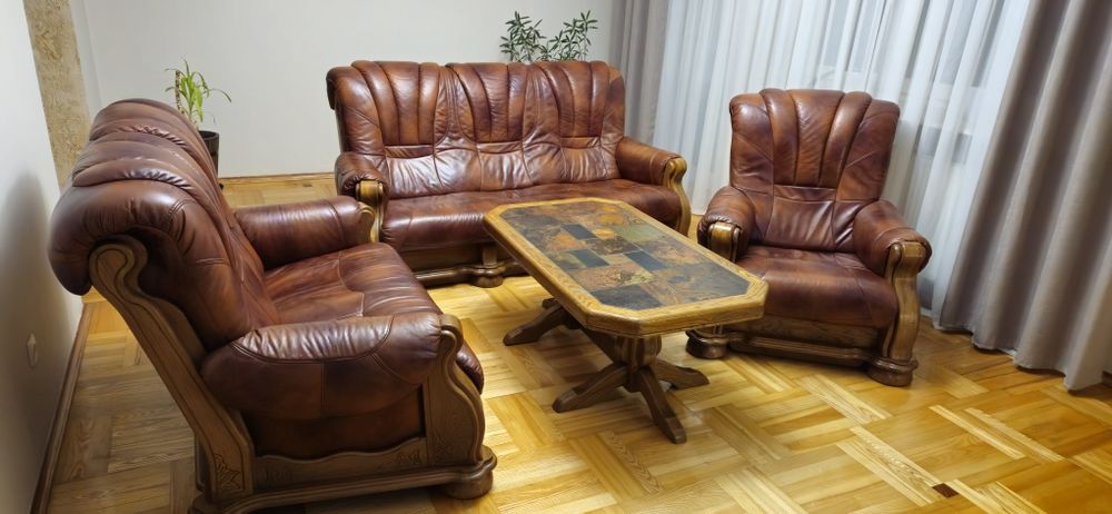 Skórzany zestaw wypoczynkowy 3+2+1