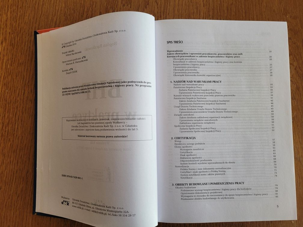 Książka BHP w praktyce Ośrodek Doradztwa i Doskonalenia Kadr 2010