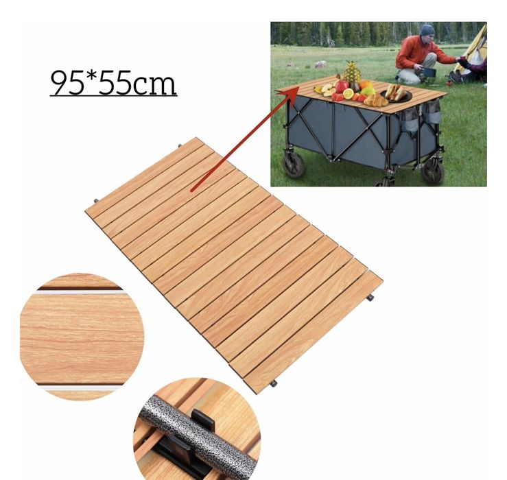 Mesa dobrável ideal para carrinhos de jardim