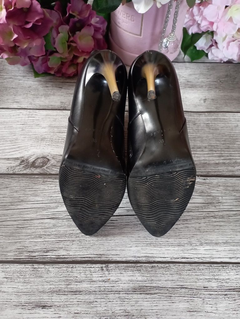 Czarne eleganckie botki Ryłko Estima 38 skóra naturalna