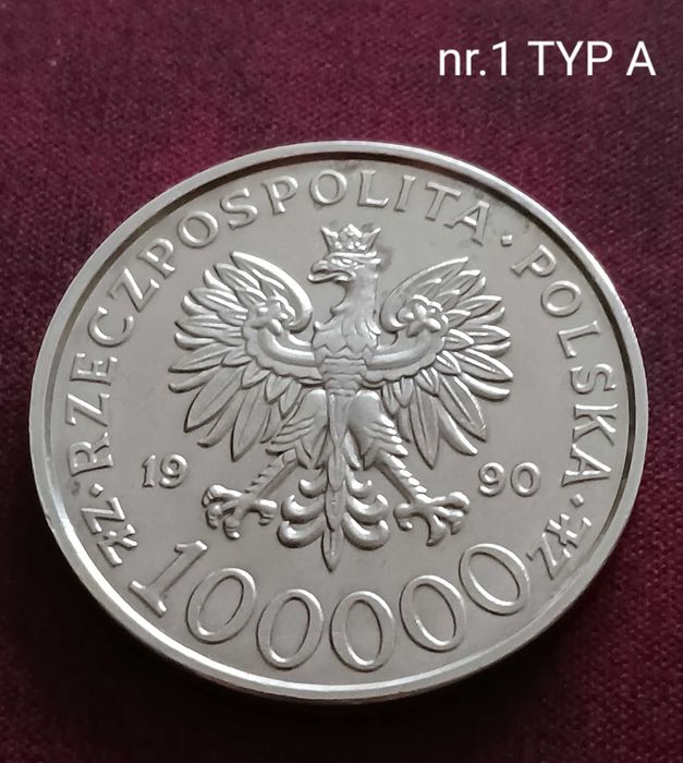 100 000 zł Solidarność 1990 r. Typ A nr 1