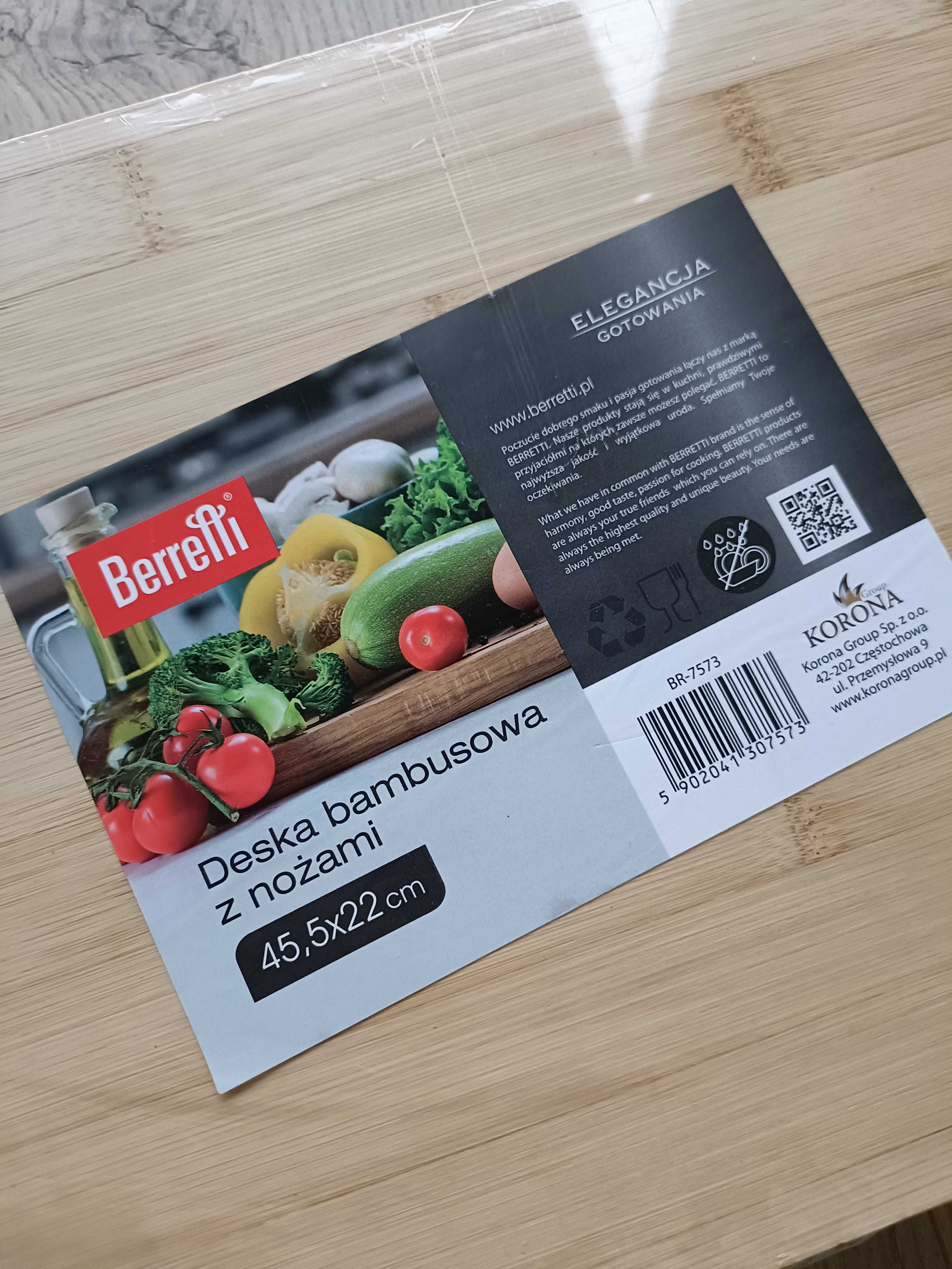 Deska bambusowa z nożami - nowa BERRETTI - połowa ceny!!
