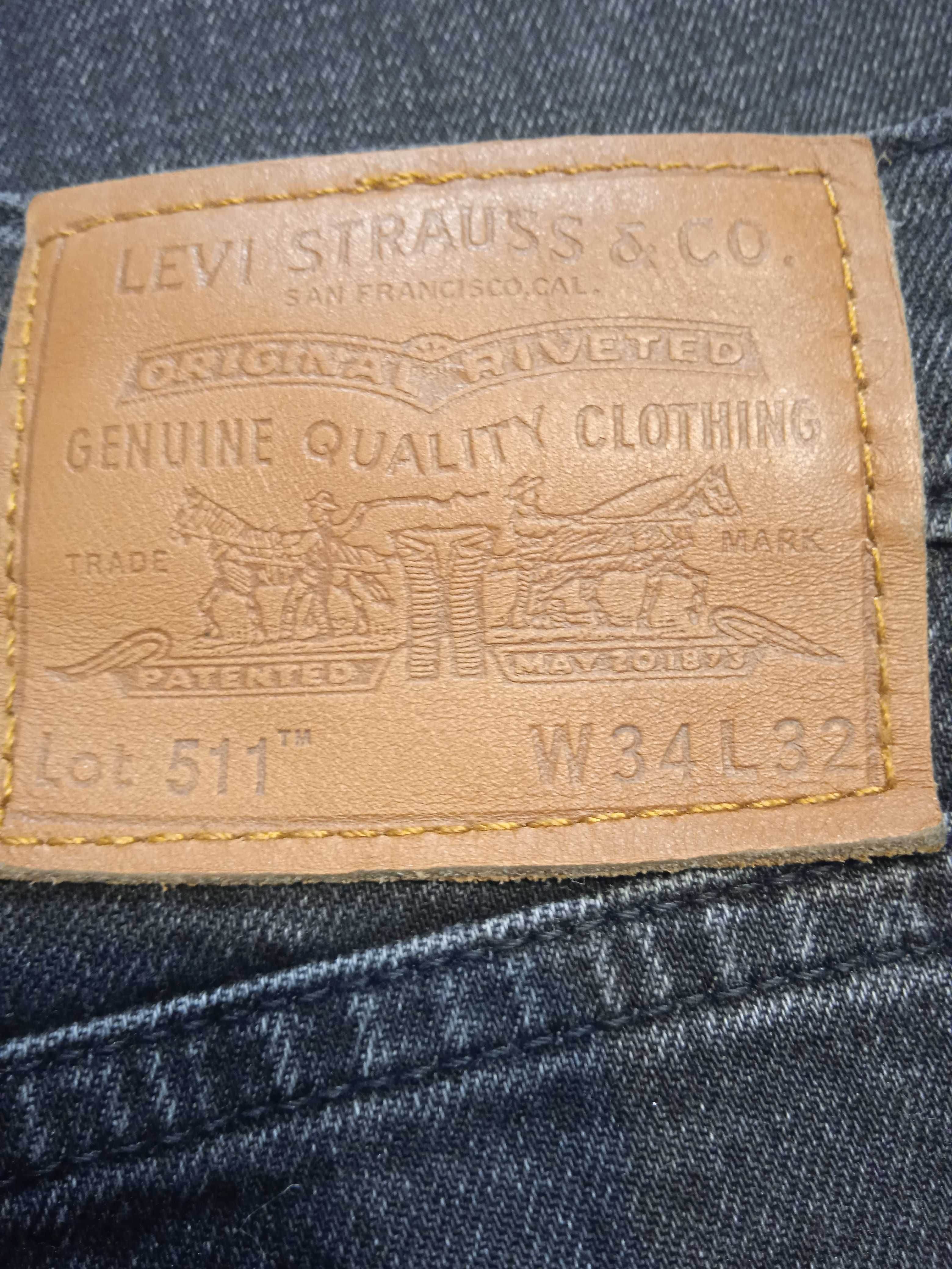 Levis 511 Slim Premium Nowe czarne spodnie jeansy W34 L32 SuperCena!