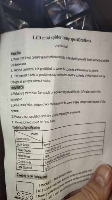 Led mini spider світловий прилад световой прибор освітлення освещение