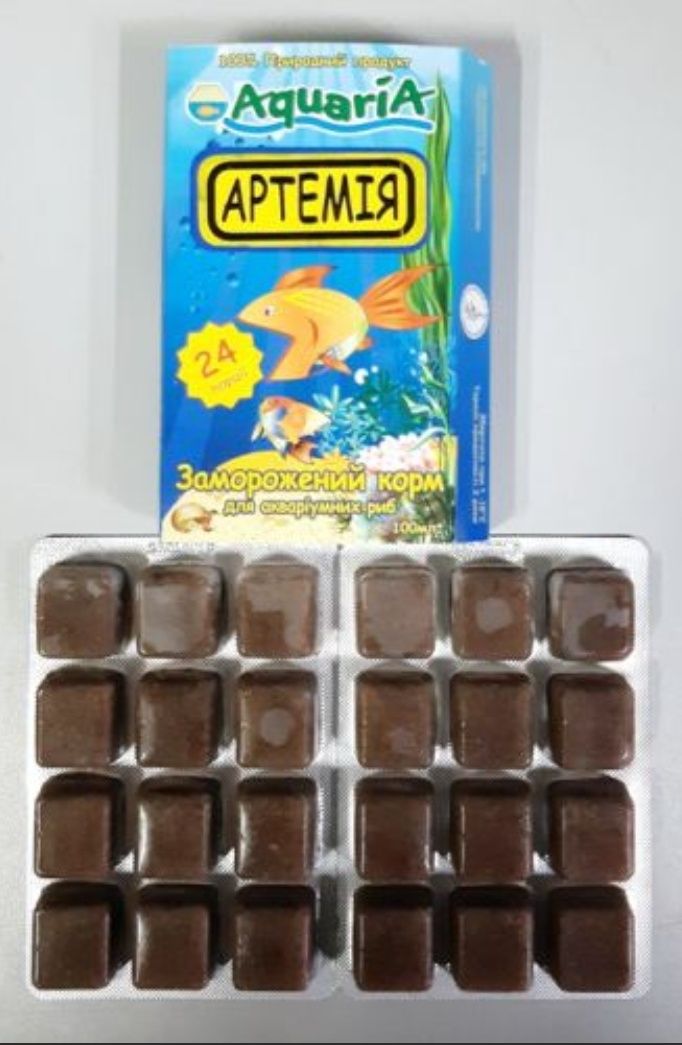 Заморожений корм Aquaria Асорті з артемією (блістер) 100гі, асортимент