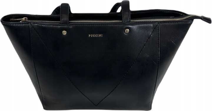 PUCCINI torebka shopper damska ze skóry ekologicznej czarna