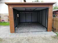 Garaż 4x5 Drewnopodobny Profil +Drzwi + Okno