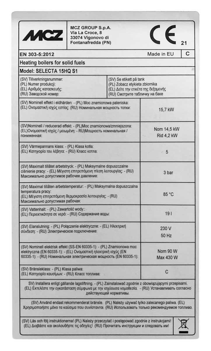 Kocioł na pellet MCZ Selecta 15kW