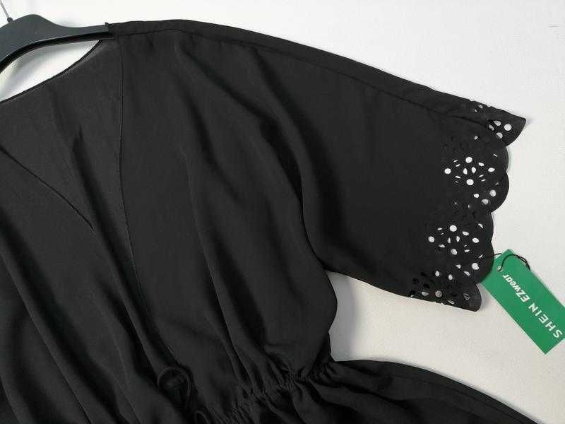 Шифоновая черная пляжная туника парео