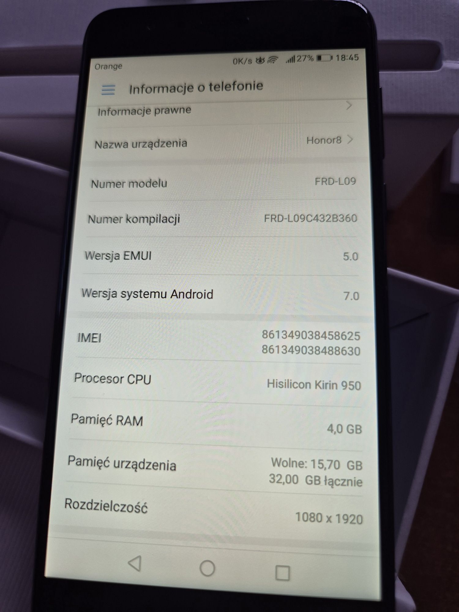 Honor 8 FRD-L09 pudelko nowa bateria 4x ochrona wyswietlacza