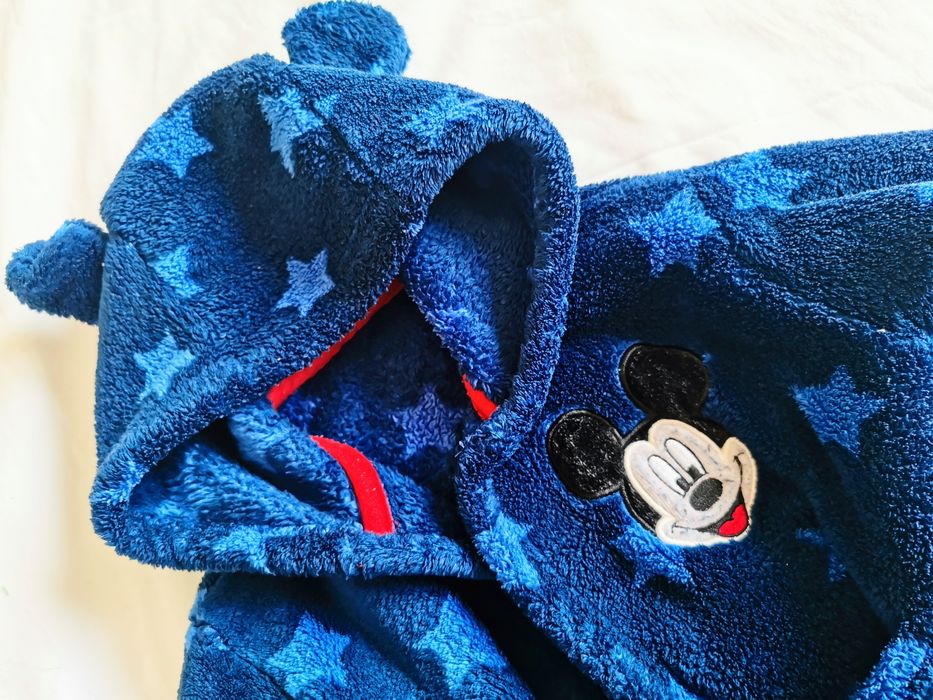 Szlafrok z Myszką Miki 0-6m 56-68cm 8kgj nowy Disney