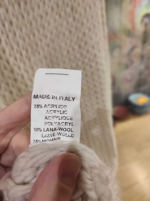 Włoski kremowy sweter damski gruby splot rozmiar uniwersalny S/M/L