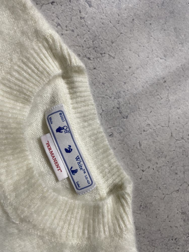 Новый Шерстяной Свитер Off White С Большим Логотипом M-L Размер