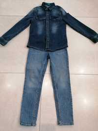 Koszula jeansowa i spodnie jeans h&m 134