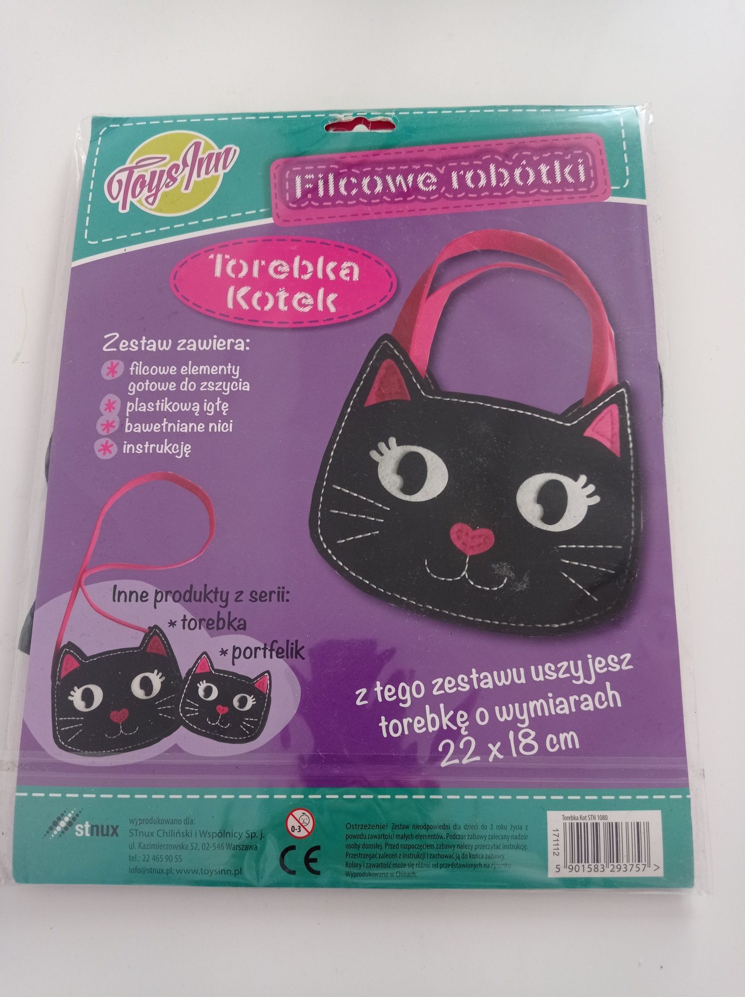 Nowe filcowe robótki torebka kotek