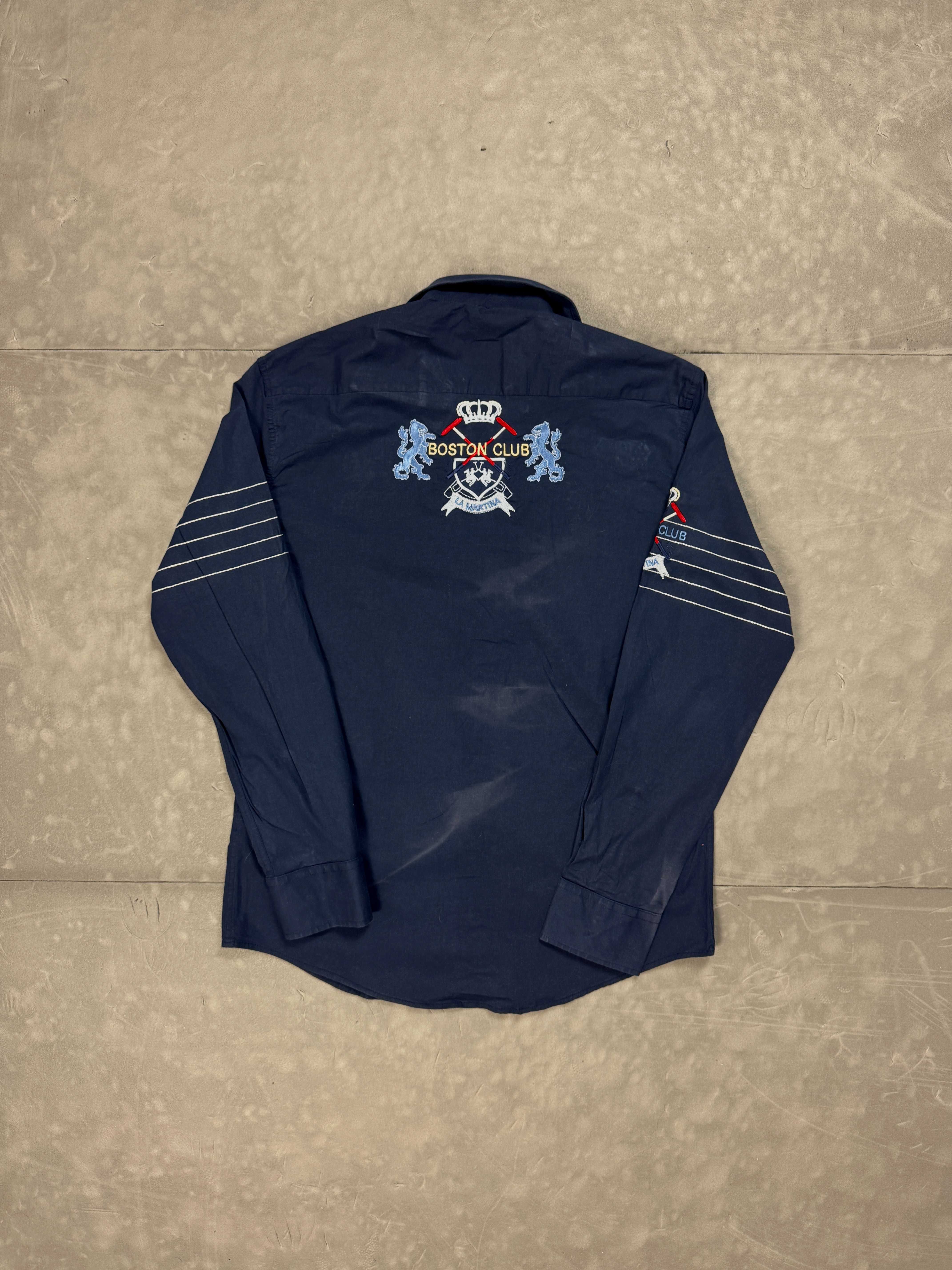 La Martina navy koszula z haftami y2k (L/XL) streetwear retro 90s