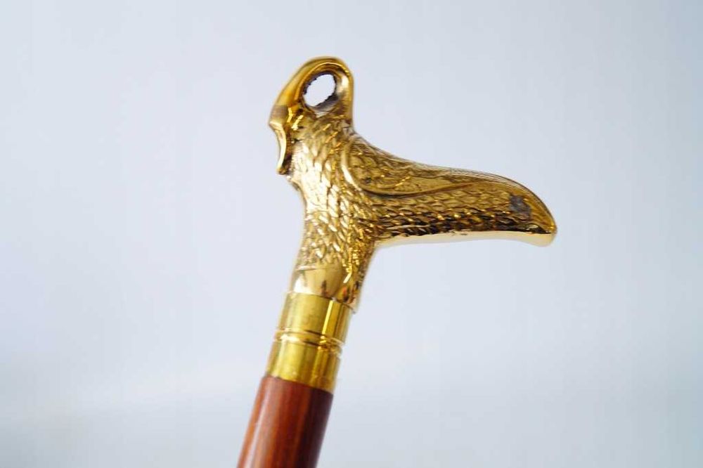 LASKA spacerowa ŁABĘDŹ mosiężny drewniana